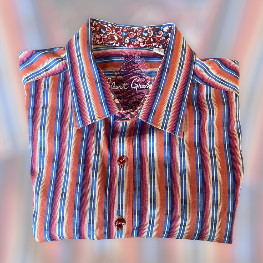 NWOT Mens Robert Graham Flip Cuff Button Shirt 1XL